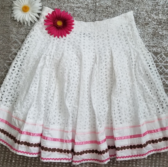 Willi Smith Dresses & Skirts - Willie Smith eyeletet & ribbon full skirt sz 10